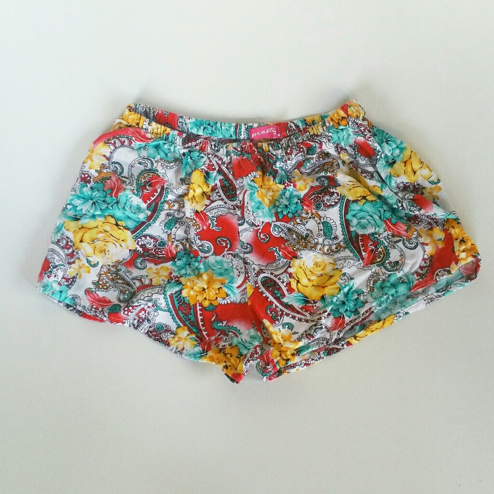 Prestige Girl's Rayon Floral Sleep Shorts Size L